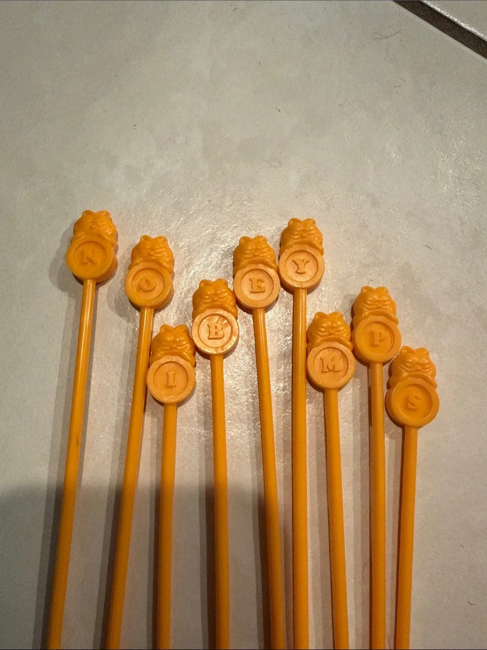 Vintage Garfield Kitty Letters 9pc Sticks 1983 Complete Parker Brothers